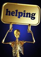 palabra de ayuda y esqueleto dorado foto