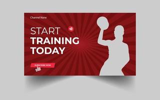 Gym exercise custom editable video thumbnail vector