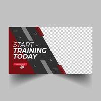 Editable Gym exercise video thumbnail and web banner template. vector