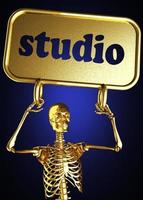 studio word and golden skeleton photo