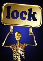 lock word and golden skeleton photo