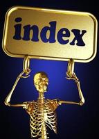 index word and golden skeleton photo