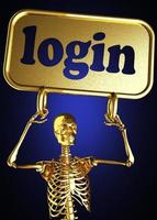 login word and golden skeleton photo