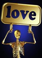 love word and golden skeleton photo