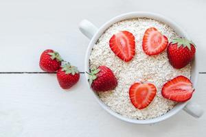 Bowl of oatmeal and berries photo