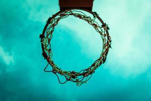 Wooden basketball hoop photo