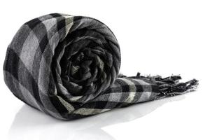 Scarf black plaid isolate on white background photo