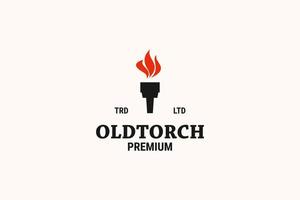 Flaming old torch vector logo design