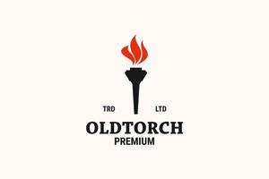 Flaming old torch vector logo design