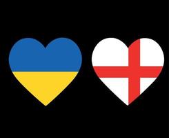 Ukraine And England Flags National Europe Emblem Heart Icons Vector Illustration Abstract Design Element