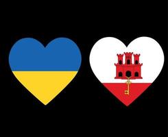 Ukraine And Gibraltar Flags National Europe Emblem Heart Icons Vector Illustration Abstract Design Element
