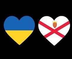 banderas de ucrania y jersey emblema nacional de europa iconos de corazón ilustración vectorial elemento de diseño abstracto vector
