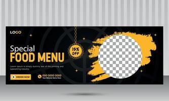 Food Social Media Banner Design Template for Restaurant vector