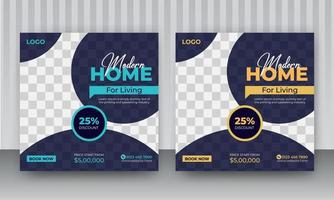 House Sale Social Media Post Design Vector Template with two color