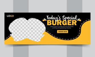 Burger Social Media Post and Facebook Cover Design Vector Template