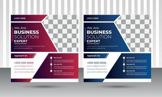 Business Agency Corporate Social Media Post Design Template with two different gradient luxurious color style purple and blue vector