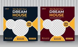 Modern Home Sale Social Media Post Design Vector Template with two color