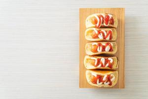 flat pancake roll with sausage photo