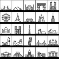 Outline simplicity drawing of world's landmark front elevation view. vector