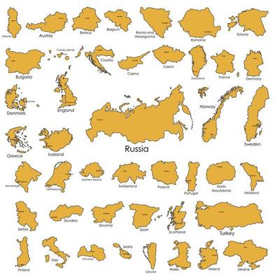 Doodle freehand drawing of countries of Europe.