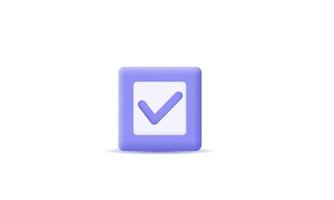 realistic rectangle check mark icon 3d vector