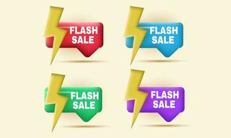 Establecer etiqueta de venta flash 3d colorido vector