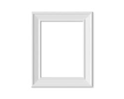 3x4 Vertical Portrait picture frame mockup. Realisitc paper, wooden or plastic white blank for photographs. Isolated poster frame mock up template on white background. 3D render. photo