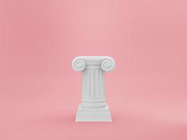 columna de podio abstracta sobre el fondo rosa. el pedestal de la victoria es un concepto minimalista. representación 3d foto