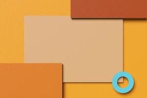 3D rendering Stylish abstract business background of simple geometric shapes. Flat image layer paper texture brown, yellow, orange, cream and blue color photo