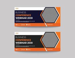 Business conference banner design. Horizontal banner design with abstract fluid shape.Modern banner design with place for the photo. Usable for banner, cover, and header vector