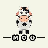 Vector graphic of cute cow with moo lettering