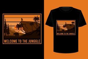 bienvenido al diseño de camiseta vintage retro de la jungla vector