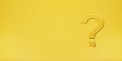 Question mark on a yellow background. 3d rendering. photo