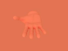 Cartoon open palm. Illustration on red color background. 3D-rendering. photo