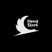 logotipo de garza voladora o cigüeña. logotipo de silueta de cigüeña con forma de media luna