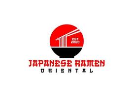 Ramen Logo Design Illustration . Ramen menu logo template with bowl . Japanese food logo stock vector Illustration