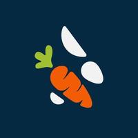 logotipo abstracto de conejo blanco y zanahoria. silueta de conejo vector