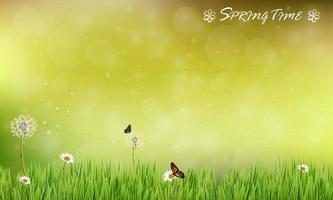 Brown blur background of spring meadow with butterflies vector