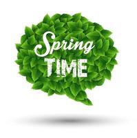 Springtime greeting in a speech bubble of green leaves vector