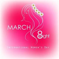 Happy Women's Day for lady face on pink background vector