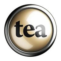 tea word on isolated button photo