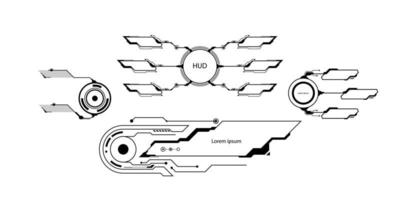 HUD Futuristic Elements Set With Virtual Hi Scifi Technology Gadget Interface For Game App UI Illustration. vector