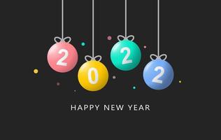 Happy new year 2022. Hanging white paper number background. vector