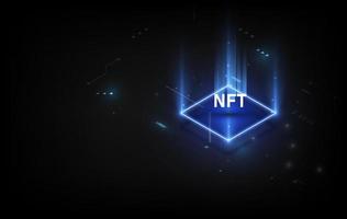 texto token nft en el chip de la cpu con fondo de placa de circuito digital. El concepto de nft se vuelve más popular y conocido. producto de tecnología de moneda criptográfica vector