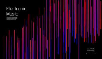 Afiche del festival de música electrónica con líneas de degradado abstractas. diseño de portada electro sound fest. diseño de plantilla vectorial para volante vector