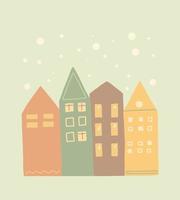 Drawn vector houses. Cartoon houses. Children's illustration