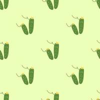 Cucumber pattern. Hand-drawn cucumber on a pattern. Kitchen pattern. Vegetable pattern. vector
