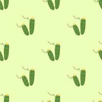 Cucumber pattern. Hand-drawn cucumber on a pattern. Kitchen pattern. Vegetable pattern. vector