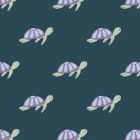 Turtles pattern. Blue background. undersea world. vector