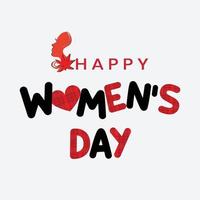 Happy Womens Day with a plaid pattern and a girl face vector design template